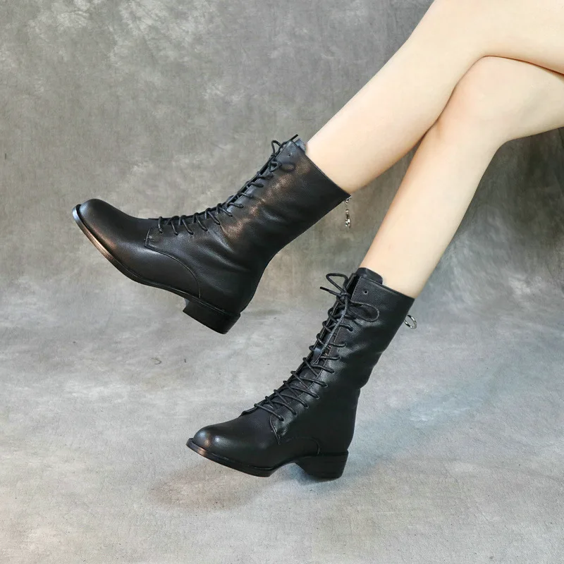 Mid Calf Boots Women Black Casual Leather Shoes Low Heels Women Handmade Genuine Leather Women Motorcycle Boots Sale 2022
Mid Calf Boots Women Black Casual Leather Shoes Low Heels Women Handmade Genuine Leather Women Motorcycle Boots Sale 2022