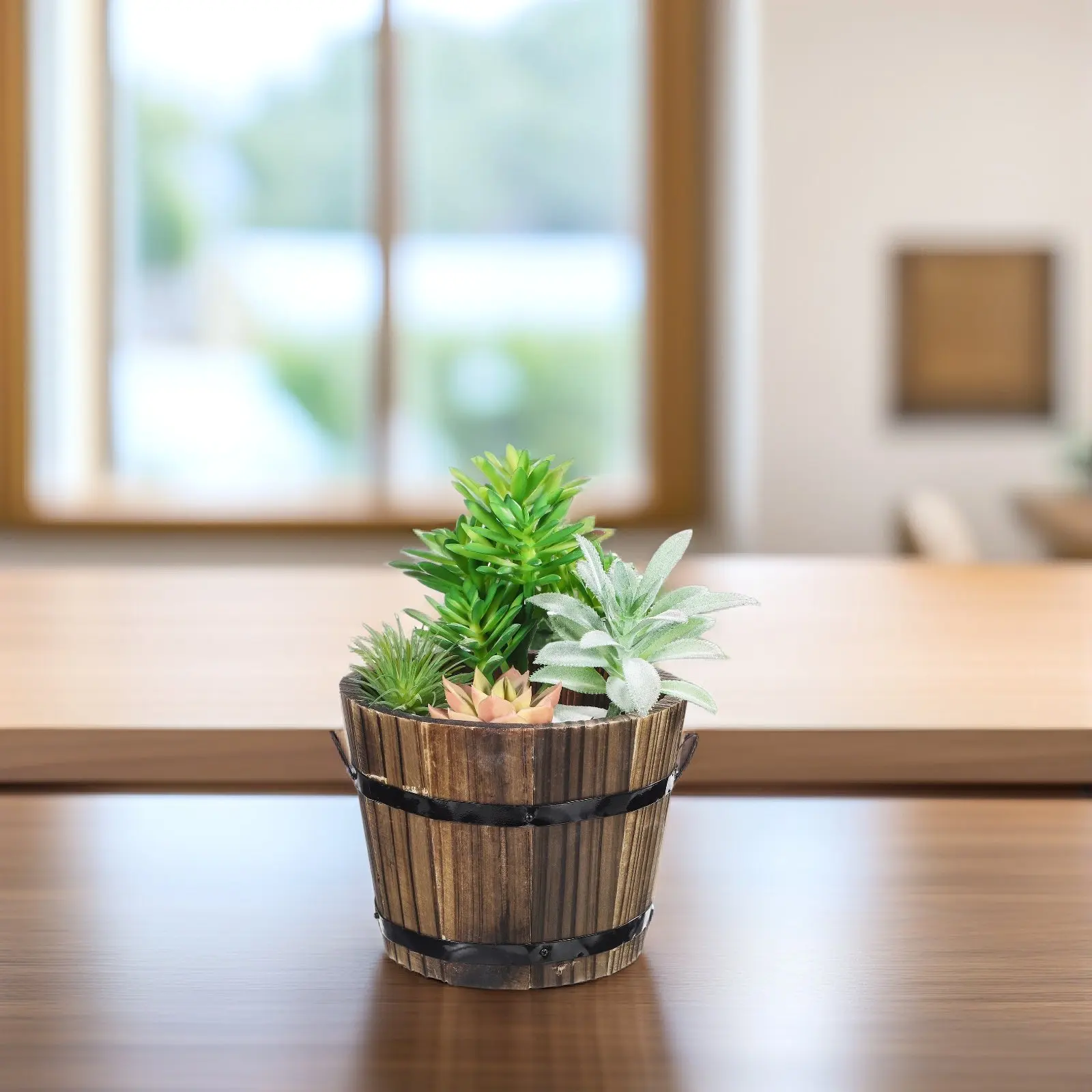 Wooden Round Barrel Planter Large Brown Flat Mouth Rustic Bucket Flower Pot Home Garden Office Decoration Eco-Friendly Wood
Wooden Round Barrel Planter Large Brown Flat Mouth Rustic Bucket Flower Pot Home Garden Office Decoration Eco-Friendly Wood