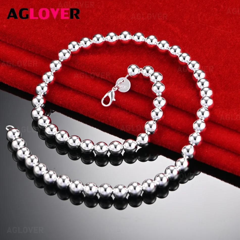 AGLOVER 925 Sterling Silver 8mm Smooth Round Bead Necklace Women's Light Luxury European and American Party Jewelry 
AGLOVER 925 Sterling Silver 8mm Smooth Round Bead Necklace Women's Light Luxury European and American Party Jewelry