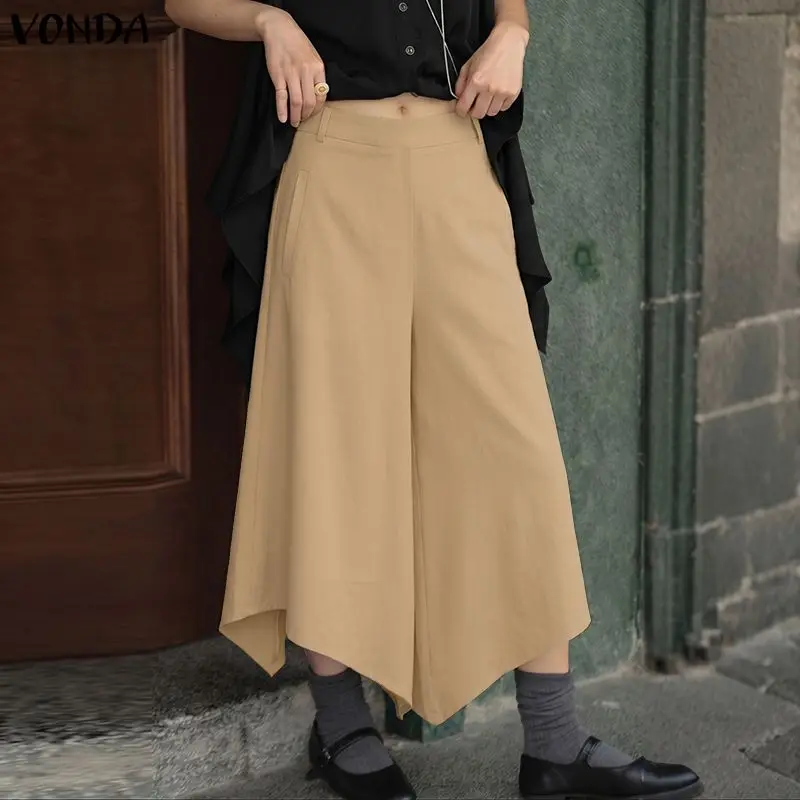 VONDA 2026 Plus Size Pants Office Lady Women Casual Capris Loose Fashion Bottoms Female Solid Irregular Elegant Wide Leg Trouser
VONDA 2026 Plus Size Pants Office Lady Women Casual Capris Loose Fashion Bottoms Female Solid Irregular Elegant Wide Leg Trouser