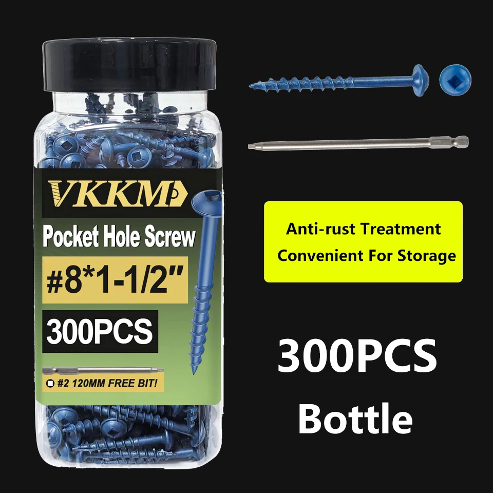 #8 Blue Coated Outdoor Pocket Hole Screws - 1-1/2" & 2" | Heavy Thread | Rustproof | for Woodworking & Furniture Assembly
#8 Blue Coated Outdoor Pocket Hole Screws - 1-1/2" & 2" | Heavy Thread | Rustproof | for Woodworking & Furniture Assembly