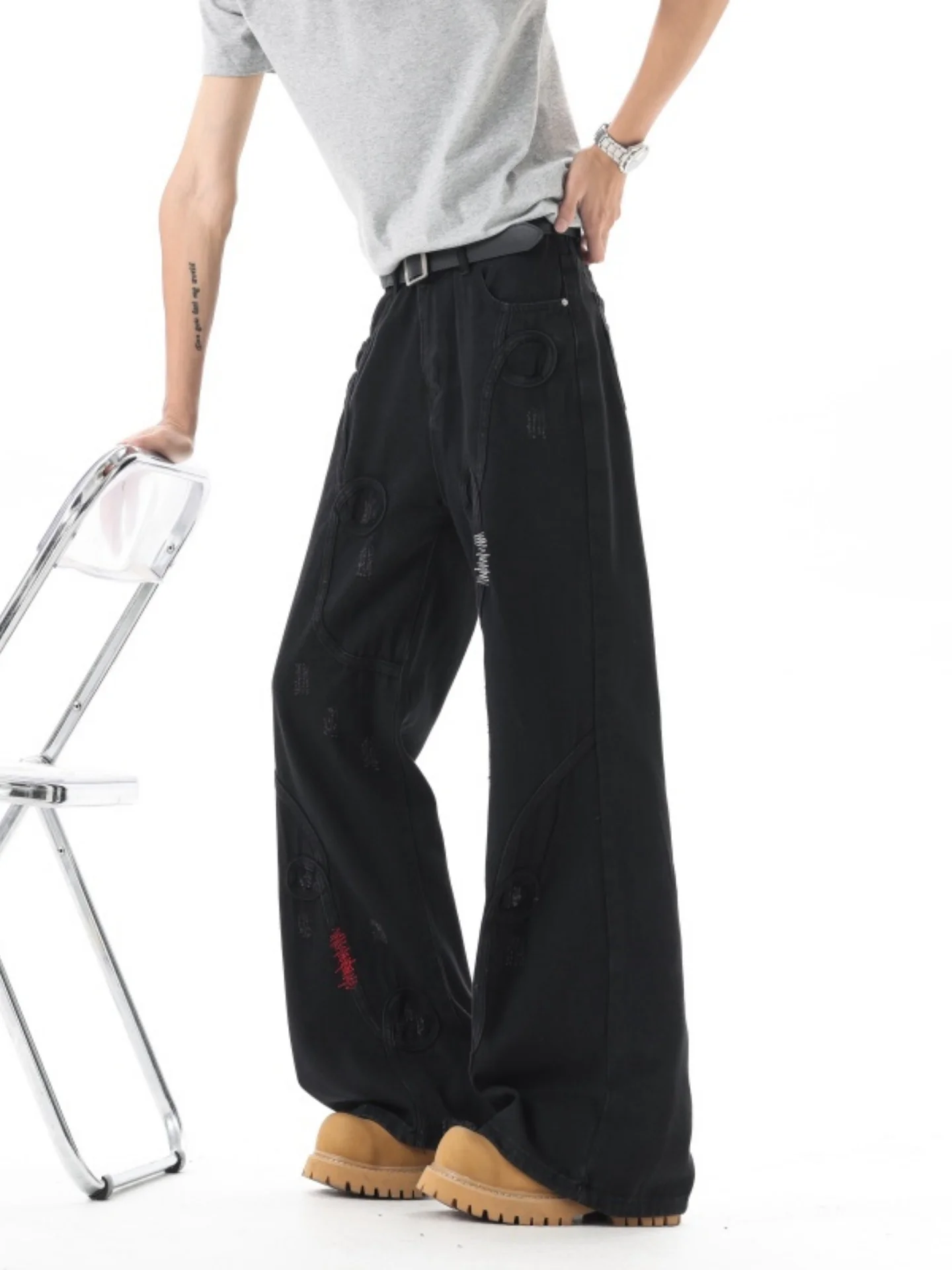Black Embroidered Flared Jeans Men's Heavy Duty Vintage Wash Straight Leg Trendy High Street Long Trousers Casual Loose Fit
Black Embroidered Flared Jeans Men's Heavy Duty Vintage Wash Straight Leg Trendy High Street Long Trousers Casual Loose Fit