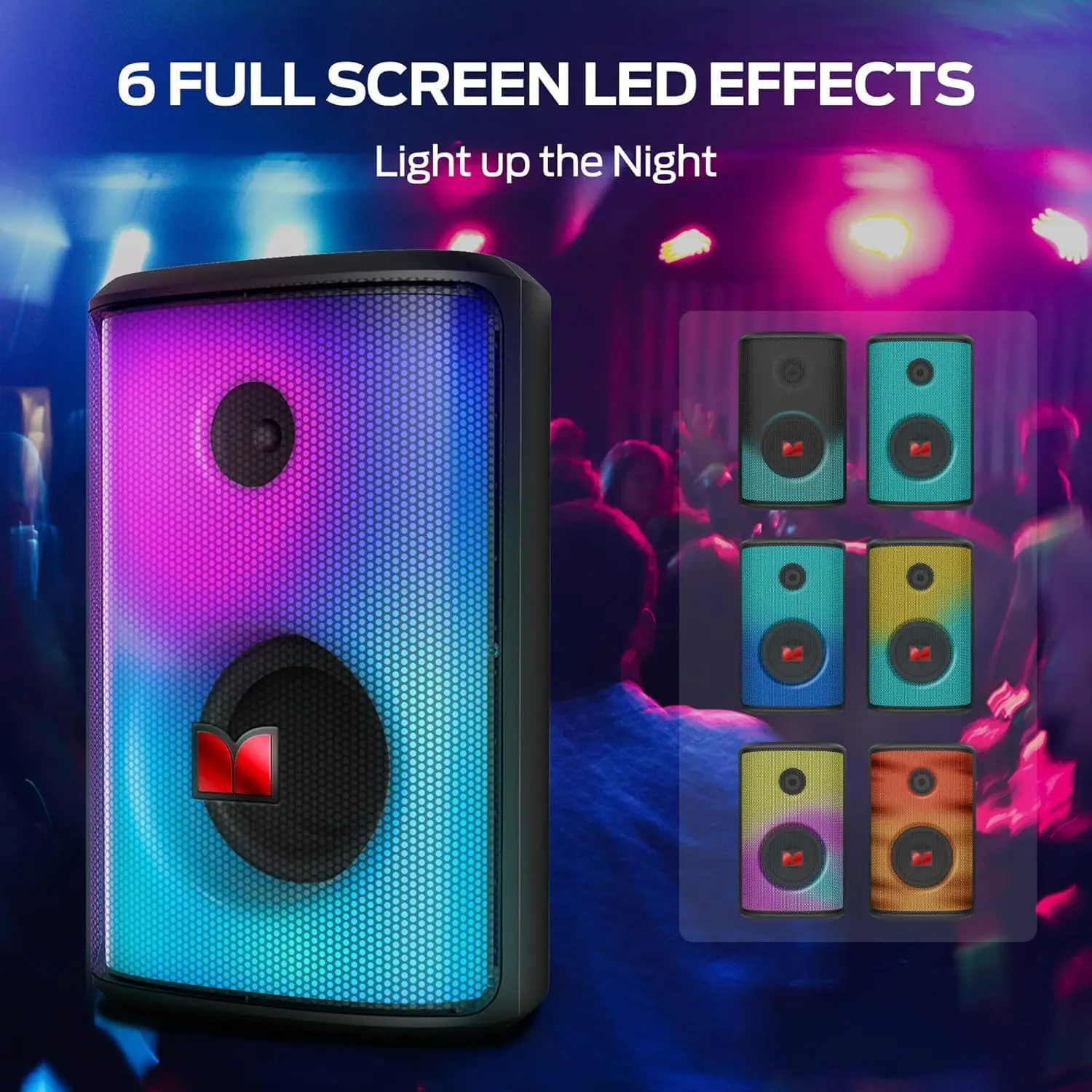 Bluetooth Speakers with 80W Stereo Sound, Bluetooth 5.3, 24H Playtime, Punchy Bass and Full-Screen Colorful Lights
Bluetooth Speakers with 80W Stereo Sound, Bluetooth 5.3, 24H Playtime, Punchy Bass and Full-Screen Colorful Lights