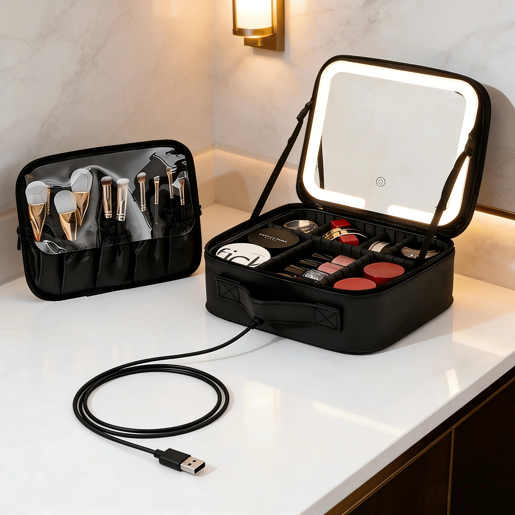 Travel Makeup Bag With High Brightness LED Mirror & Touch Switch, Large Capacity PU Leather EVA Shockproof Cosmetic Organizer, Multi-Compartment Portable Travel Essential,Cruise Essentials
Travel Makeup Bag With High Brightness LED Mirror & Touch Switch, Large Capacity PU Leather EVA Shockproof Cosmetic Organizer, Multi-Compartment Portable Travel Essential,Cruise Essentials