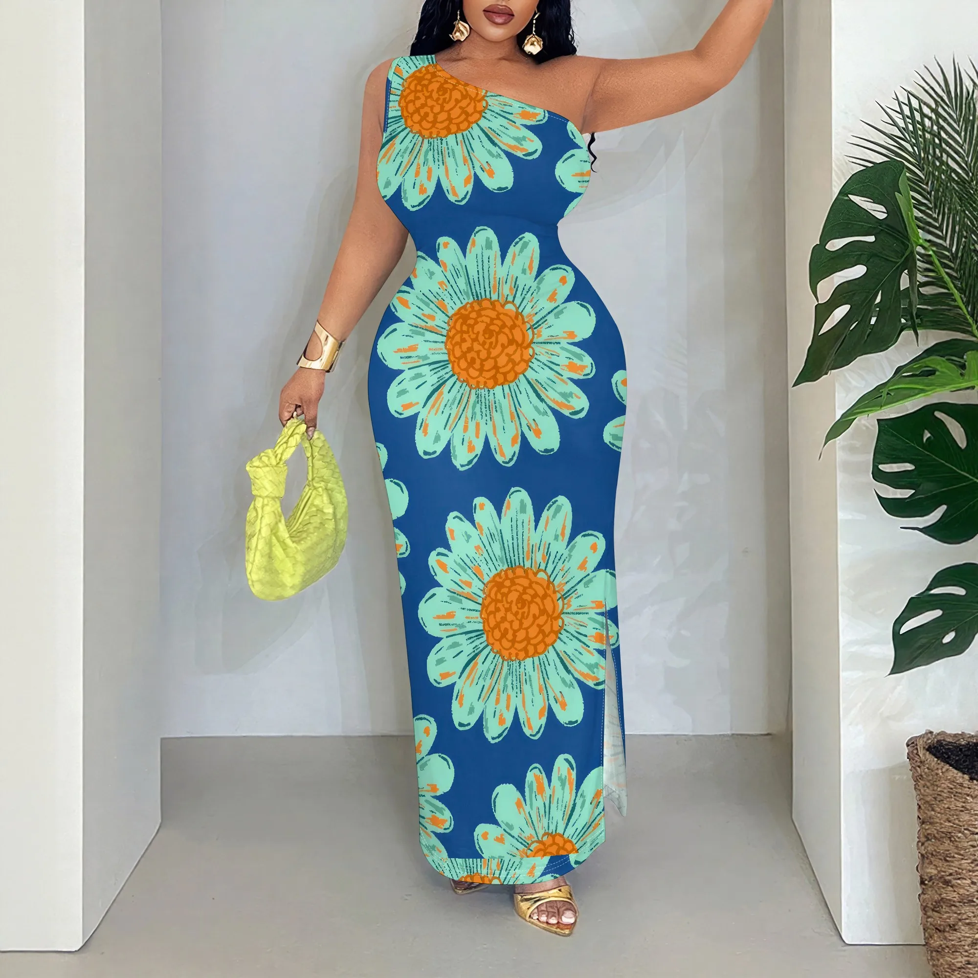 Floral Maxi Dress, One Shoulder Ruched Bodycon, Sleeveless Side Split Party Gown, Summer Beach Vacation Wear, S-2XL
Floral Maxi Dress, One Shoulder Ruched Bodycon, Sleeveless Side Split Party Gown, Summer Beach Vacation Wear, S-2XL