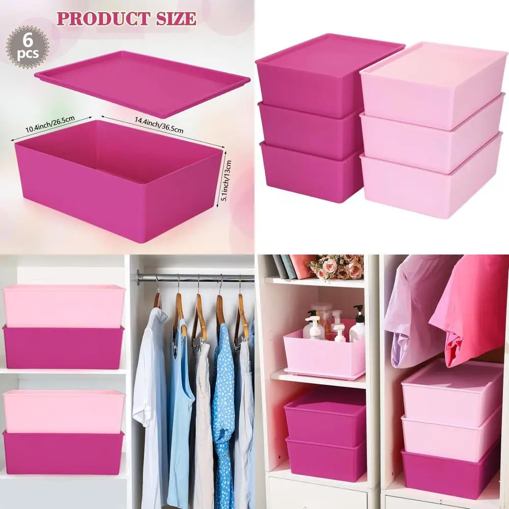 Stackable Plastic Storage Bins with Lids - 14.4x10.4x5.1 Inches, Pink, for Clothes, Shelves, Garage, Closet, Office
Stackable Plastic Storage Bins with Lids - 14.4x10.4x5.1 Inches, Pink, for Clothes, Shelves, Garage, Closet, Office