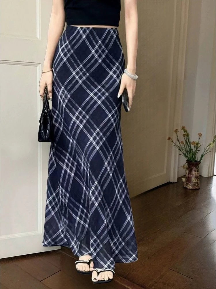 Women's Vintage Artistic Lightweight Sheer Plaid Mermaid Midi Skirt for Summer 2026 Slimming Elegant Casual Wear
Women's Vintage Artistic Lightweight Sheer Plaid Mermaid Midi Skirt for Summer 2026 Slimming Elegant Casual Wear