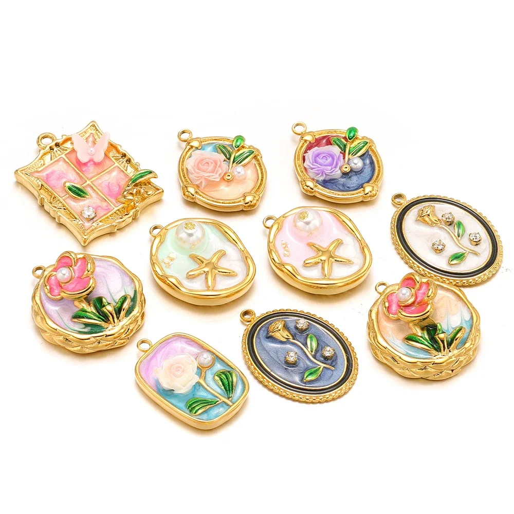 3pcs Stainless Steel Enamel Rose Flower Charms Vintage Necklace Pendants DIY Women Exquisite Jewelry Making Findings Wholesale
3pcs Stainless Steel Enamel Rose Flower Charms Vintage Necklace Pendants DIY Women Exquisite Jewelry Making Findings Wholesale