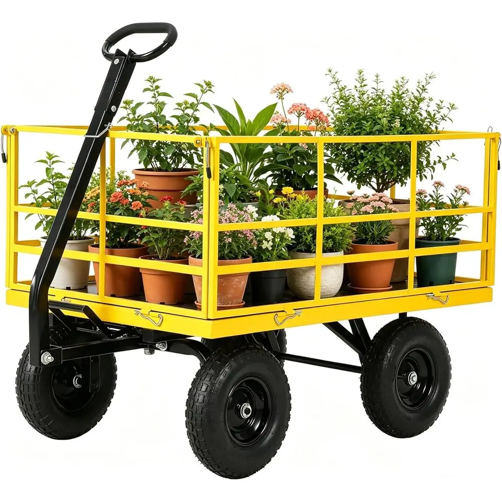 Heavy-Duty 1500 lbs Capacity Garden Wagon with 13 Tires, Adjustable Handle, Detachable Sides, Yellow
Heavy-Duty 1500 lbs Capacity Garden Wagon with 13 Tires, Adjustable Handle, Detachable Sides, Yellow
