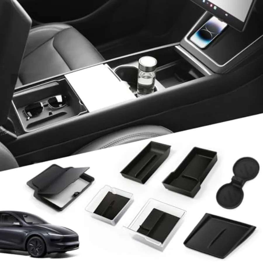 9PCS Center Console Organizer Set for Tesla Model Y Juniper 2026 Console Storage Tray Kit with Anti-Slip Wireless Charging Pad
9PCS Center Console Organizer Set for Tesla Model Y Juniper 2026 Console Storage Tray Kit with Anti-Slip Wireless Charging Pad