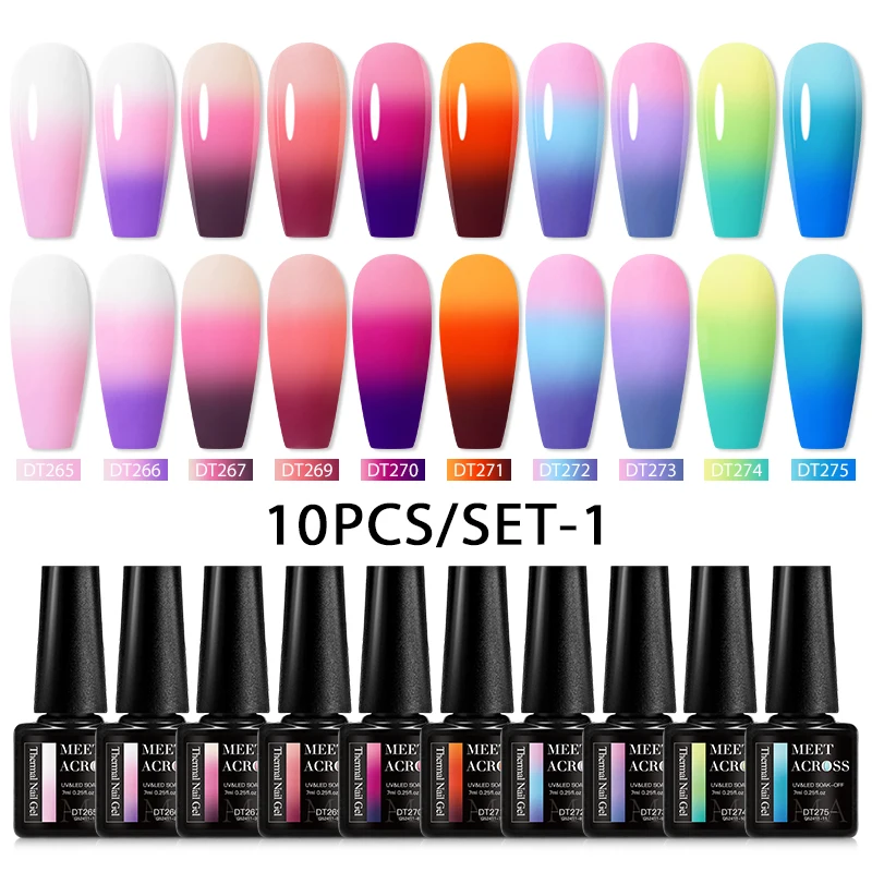 10pc Thermal Nail Gel Polish Set 3 Colors Changing French Style Semi Permanent Soak Off Varnish UV/LED Manicure Gel Design
10pc Thermal Nail Gel Polish Set 3 Colors Changing French Style Semi Permanent Soak Off Varnish UV/LED Manicure Gel Design