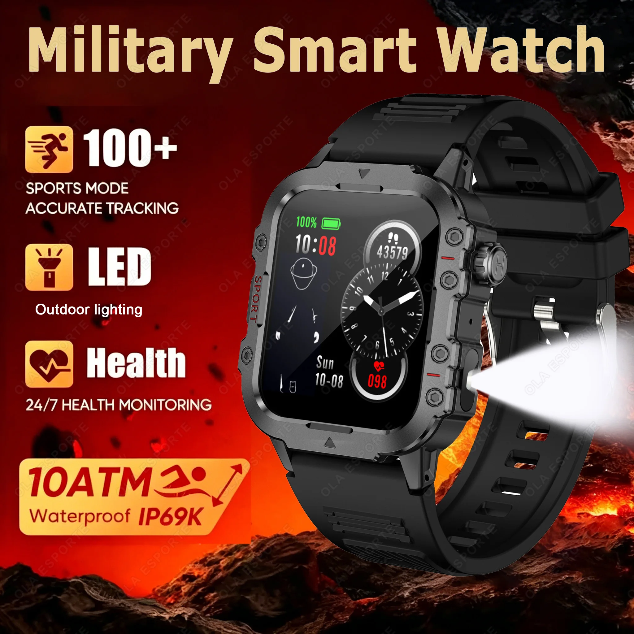 2026 Smartwatch Military Outdoor Sports Waterproof Watches For Man Woman LED Flashlight Health Monitoring Bluetooth Watches New
2026 Smartwatch Military Outdoor Sports Waterproof Watches For Man Woman LED Flashlight Health Monitoring Bluetooth Watches New
