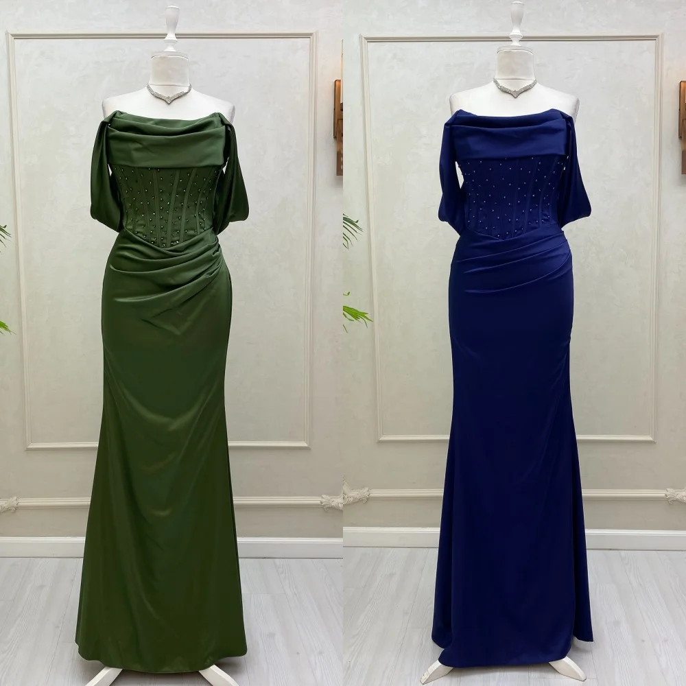 Customized Exquisite Formal Draped Pearl Rhinestone Mermaid Off-the-shoulder Long Dresses Bespoke Occasion Dresses Elegant Retro
Customized Exquisite Formal Draped Pearl Rhinestone Mermaid Off-the-shoulder Long Dresses Bespoke Occasion Dresses Elegant Retro