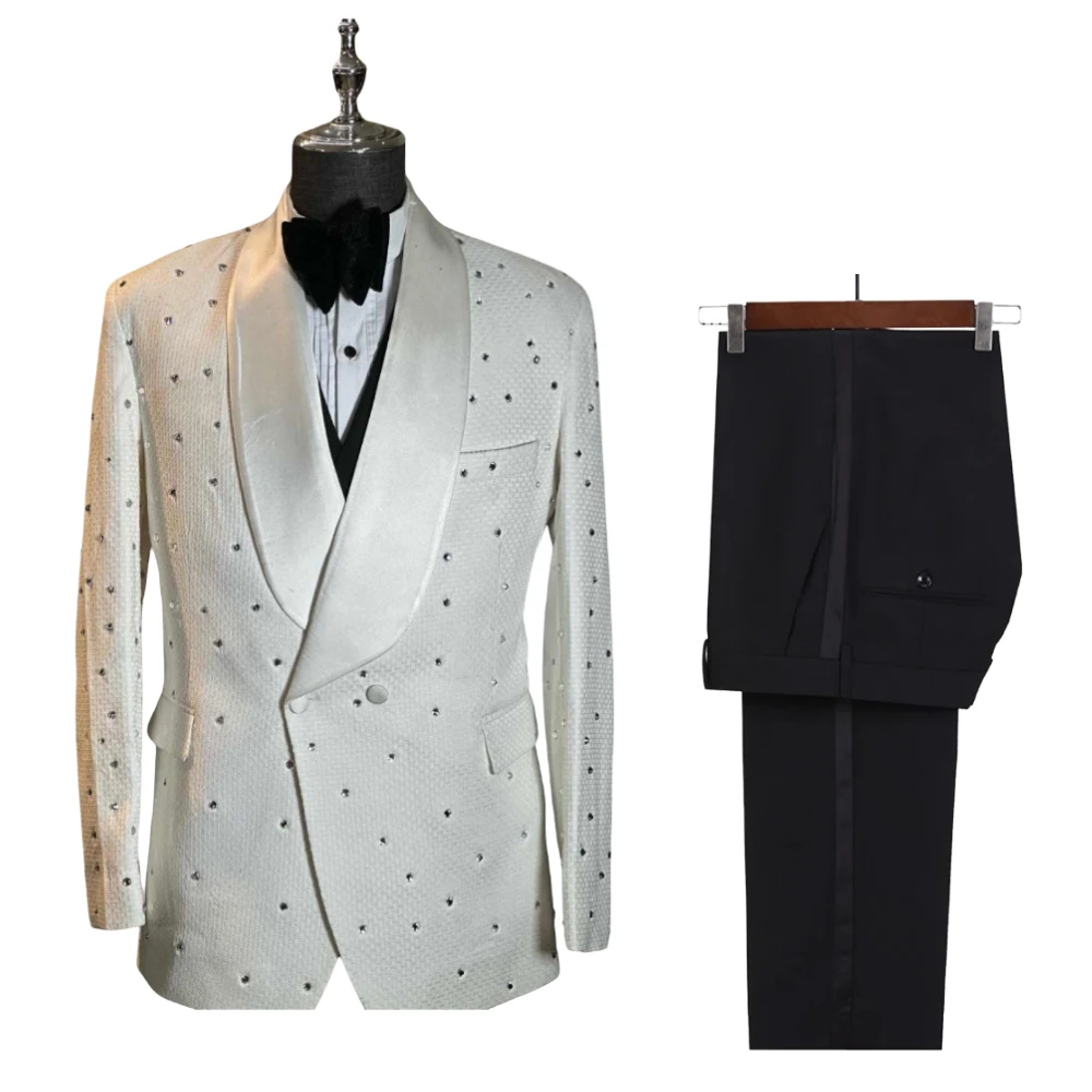 Beaded Men Suits for Wedding Double Breasted Male Fashion Jacket with Pants Custom Made 2 Pieces Set Groom Tuxedo
Beaded Men Suits for Wedding Double Breasted Male Fashion Jacket with Pants Custom Made 2 Pieces Set Groom Tuxedo
