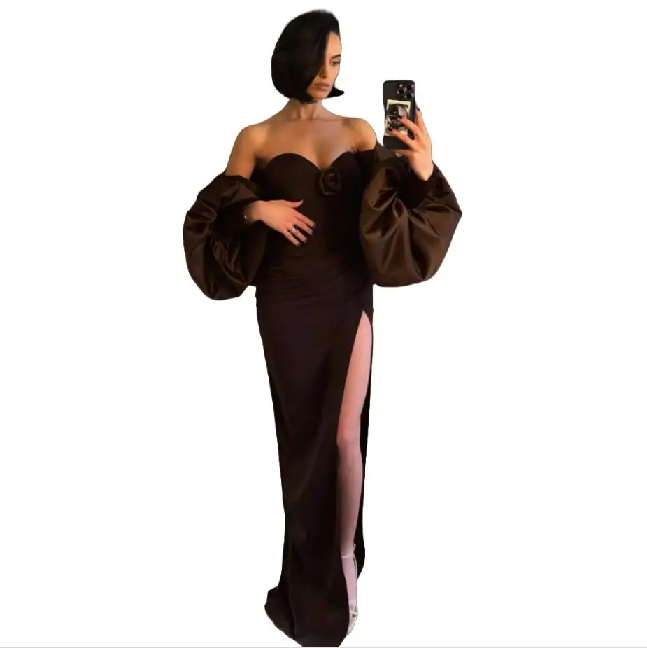 A-line Vestidos De Noche Satin Prom Dresses Elegant Side Split Party Gown Puffy Sleeves Customized Robes
A-line Vestidos De Noche Satin Prom Dresses Elegant Side Split Party Gown Puffy Sleeves Customized Robes