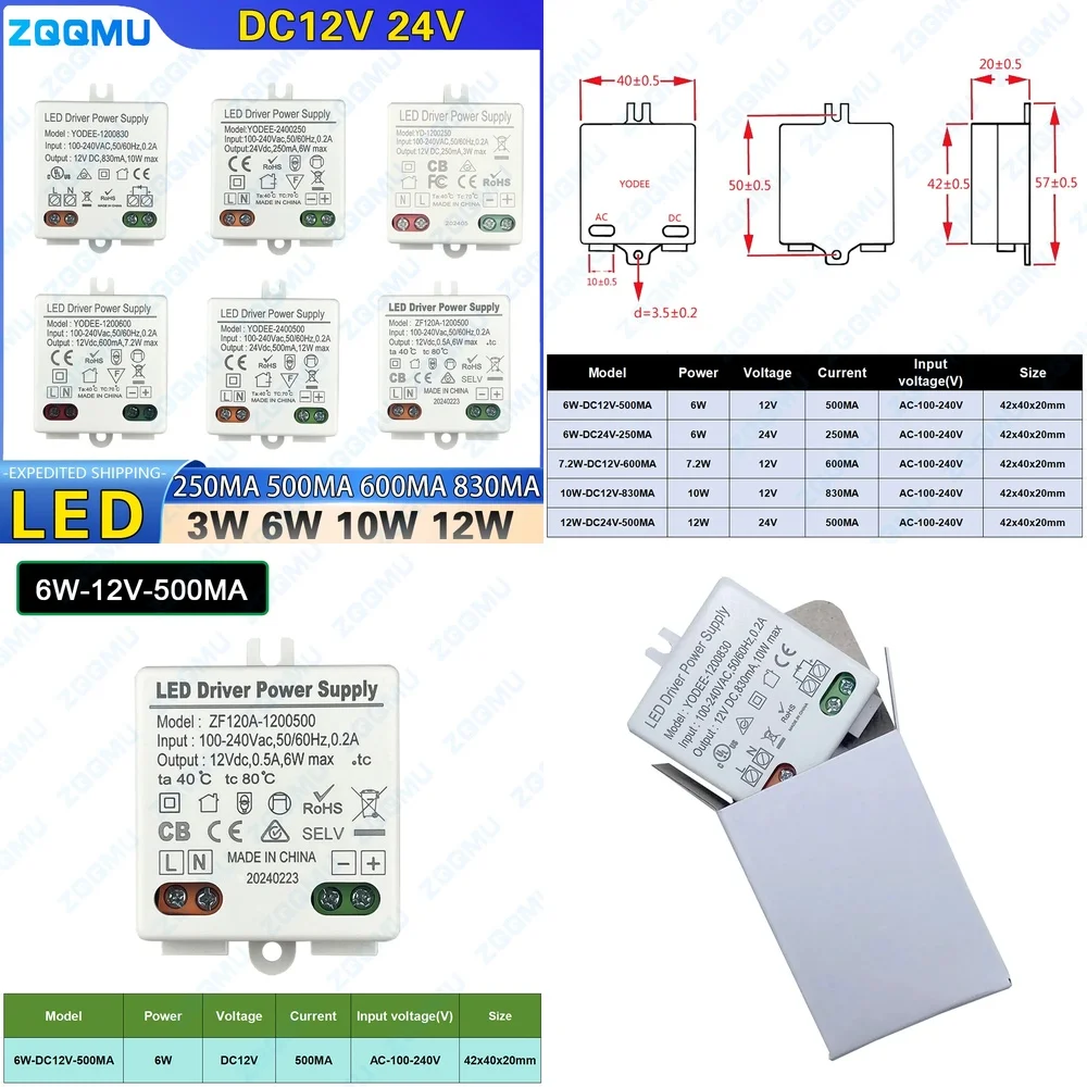 LED Power Supply Driver DC 12V 24V 3W 6W 10W 12W Transformer for LED Strip Lights Waterproof Constant Voltage Adapter High
LED Power Supply Driver DC 12V 24V 3W 6W 10W 12W Transformer for LED Strip Lights Waterproof Constant Voltage Adapter High