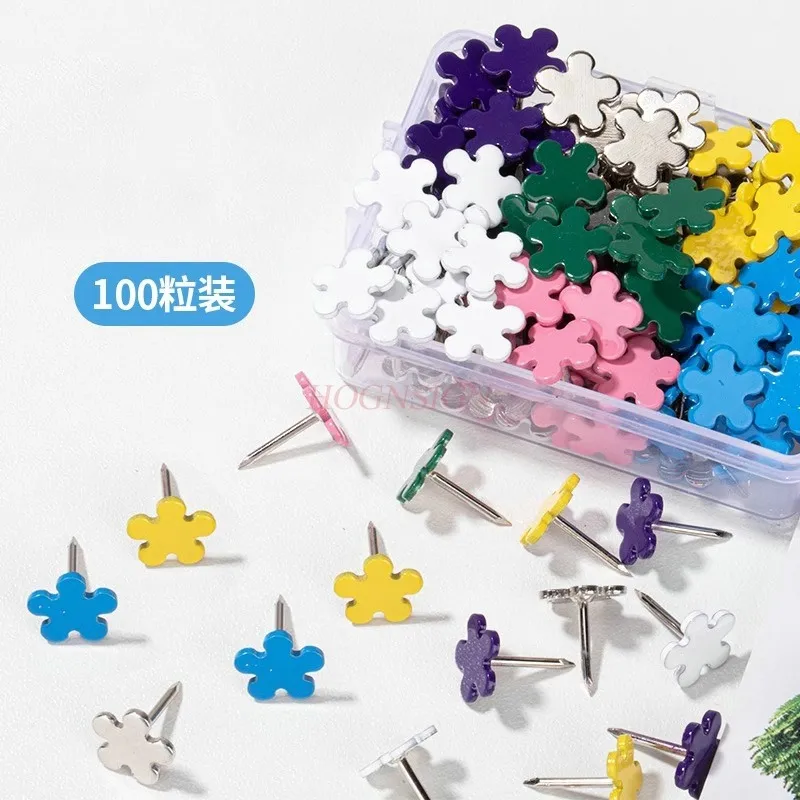 100pcs Flower colored thumbnails, flat I-shaped nails, creative art, big head nails, message decorations, small nails
100pcs Flower colored thumbnails, flat I-shaped nails, creative art, big head nails, message decorations, small nails