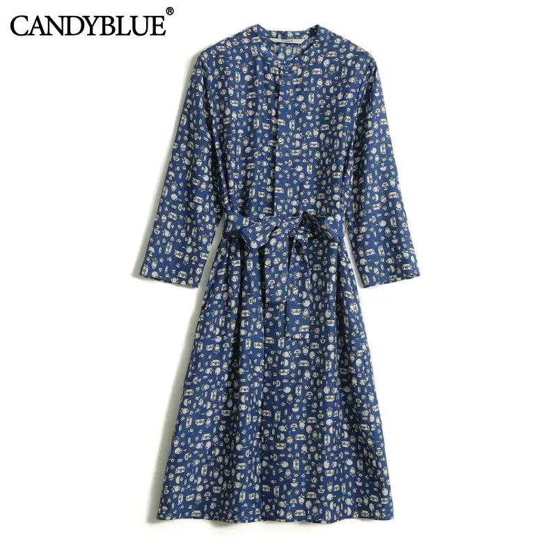 Blue Printing Stand Neck Single-Breasted Lace Up Women's Dress Short Sleeve Elegant Vintage A-Line Knee-Length Dresses For Women
Blue Printing Stand Neck Single-Breasted Lace Up Women's Dress Short Sleeve Elegant Vintage A-Line Knee-Length Dresses For Women
