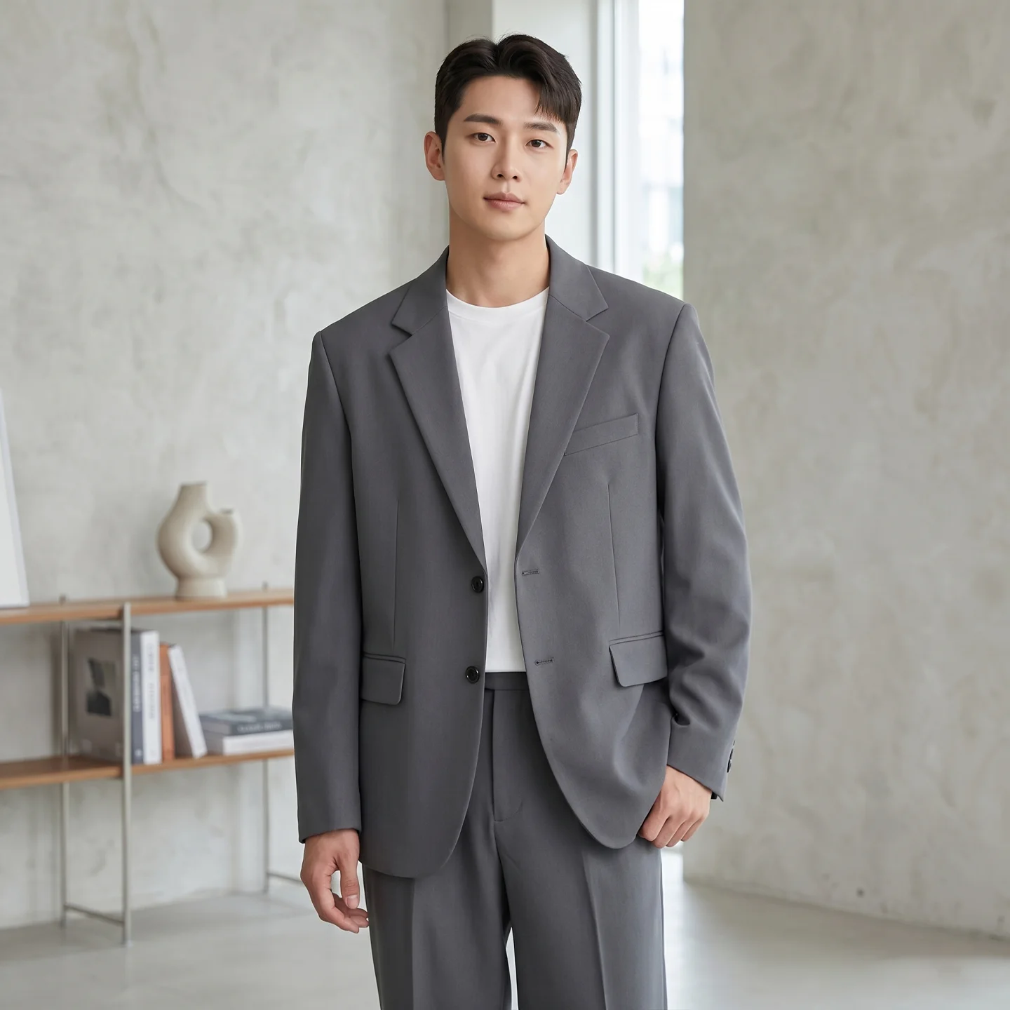 Men Relaxed Basic Blazer Suit Set Faux Wool Elastic Waist Cuffed Pants Korean Streetwear 2 Pcs Smart Casual Oversized Y2K Kpop
Men Relaxed Basic Blazer Suit Set Faux Wool Elastic Waist Cuffed Pants Korean Streetwear 2 Pcs Smart Casual Oversized Y2K Kpop