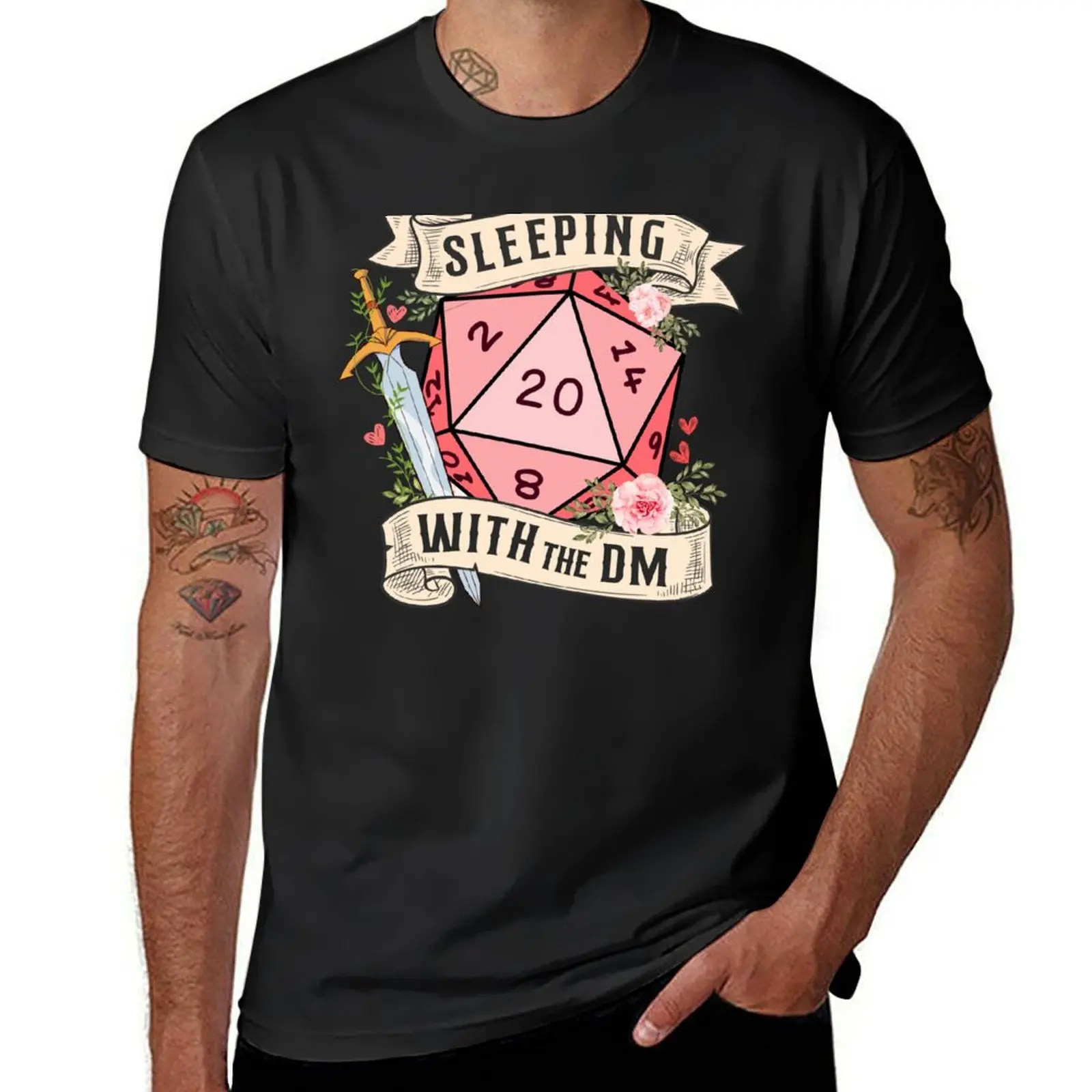 SLEEPING WITH THE DM: Dungeon Master girlfriend, wife gift, d20 dnd dice with flowers and sword T-Shirt summer top Men's t-shirt
SLEEPING WITH THE DM: Dungeon Master girlfriend, wife gift, d20 dnd dice with flowers and sword T-Shirt summer top Men's t-shirt
