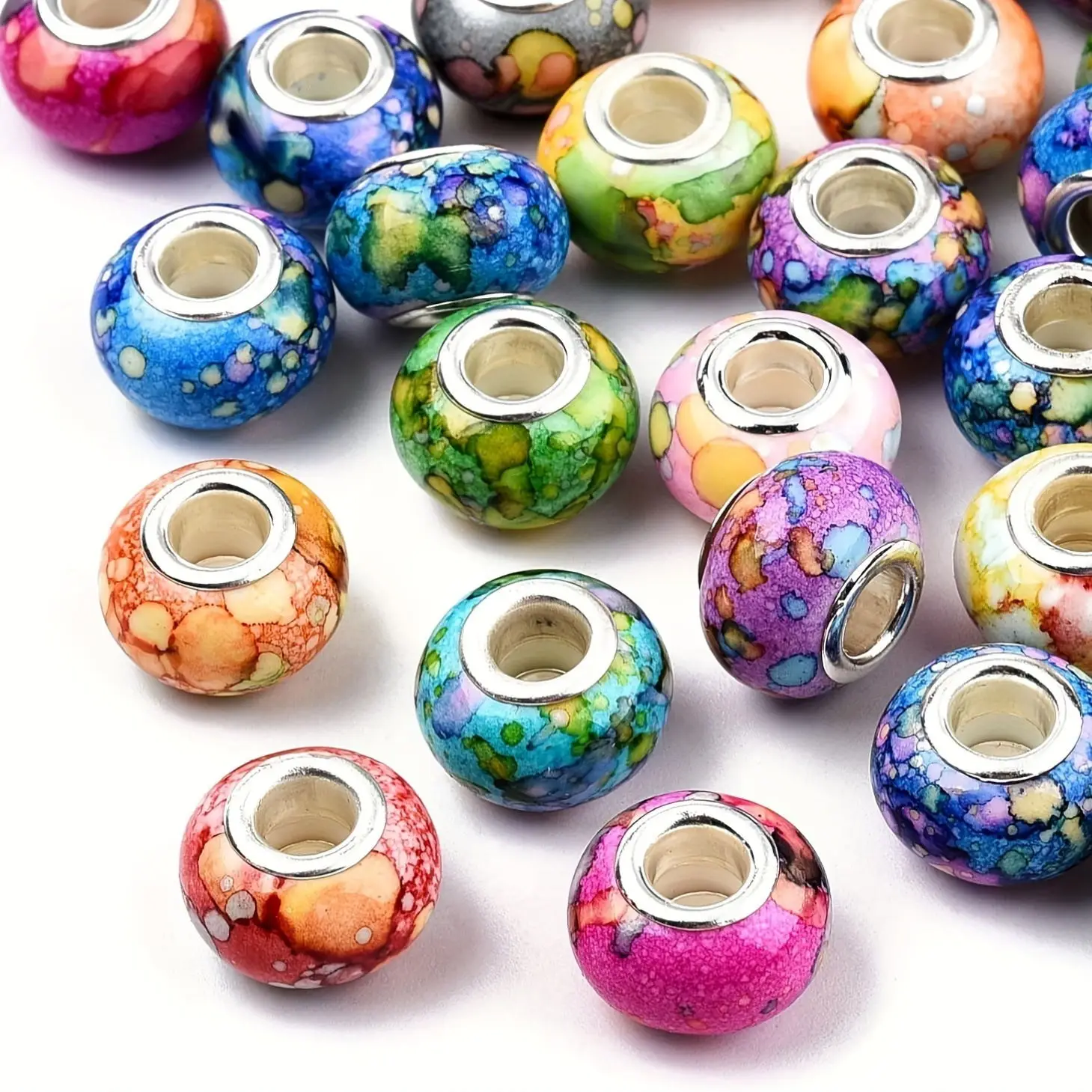 50/100pcs large hole European watercolor color resin beads alloy core lady making bracelet necklace DIY jewelry accessories
50/100pcs large hole European watercolor color resin beads alloy core lady making bracelet necklace DIY jewelry accessories
