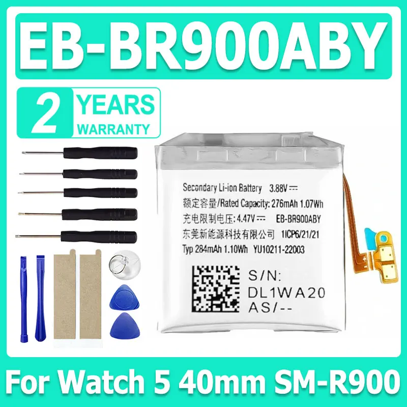 Совершенно новый сменный аккумулятор EB-BR900ABY емкостью 276 мАч для Samsung Watch 5 40 мм SM-R900, аккумуляторы для умных часов + бесплатные инструменты
Совершенно новый сменный аккумулятор EB-BR900ABY емкостью 276 мАч для Samsung Watch 5 40 мм SM-R900, аккумуляторы для умных часов + бесплатные инструменты