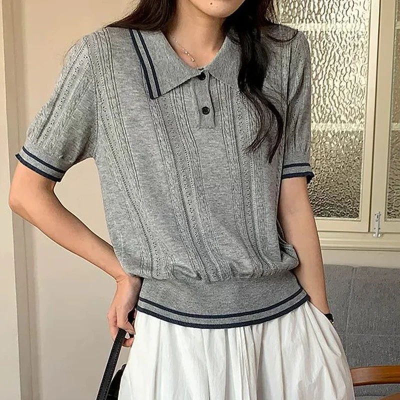 Short Sleeve Polo Neck Knit Top Women Polo Sweater Crop Polo Shirts Teen-girl Summer 2026 Golf Chic Retro Preppy Tennis Core
Short Sleeve Polo Neck Knit Top Women Polo Sweater Crop Polo Shirts Teen-girl Summer 2026 Golf Chic Retro Preppy Tennis Core