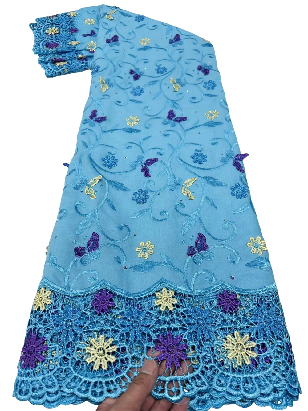 Blue 100% Cotton Swiss Voile Lace Fabric 3D Flower Applique With Water Soluble Stone For African Wedding Dress Sewing Material
Blue 100% Cotton Swiss Voile Lace Fabric 3D Flower Applique With Water Soluble Stone For African Wedding Dress Sewing Material