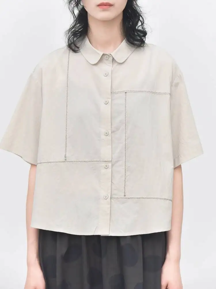 Women White Topstitched Big Size Casual Blouse New Lapel Short Sleeve Shirt Fashion Tide Spring Summer
Women White Topstitched Big Size Casual Blouse New Lapel Short Sleeve Shirt Fashion Tide Spring Summer