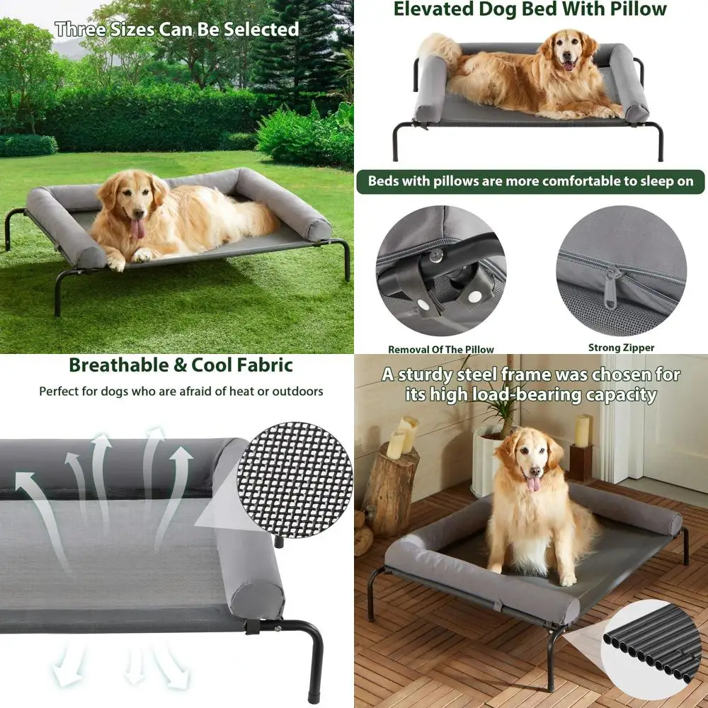 Elevated Waterproof Dog Cot for Large Breeds - Grey, Portable, Breathable Mesh, Outdoor & Indoor Pet Bed with Slope Headrest
Elevated Waterproof Dog Cot for Large Breeds - Grey, Portable, Breathable Mesh, Outdoor & Indoor Pet Bed with Slope Headrest
