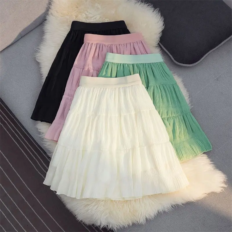 Elastic High Waist Pleated Chiffon Slim Mini Skirt with Safety Shorts Solid Color Streetwear Jupe Kawaii Faldas Mujer Moda 2023
Elastic High Waist Pleated Chiffon Slim Mini Skirt with Safety Shorts Solid Color Streetwear Jupe Kawaii Faldas Mujer Moda 2023