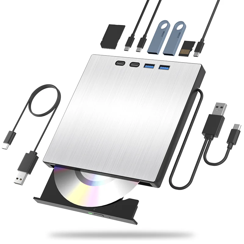 Внешний привод для компакт-дисков/DVD 7-в-1, USB3.0 Type-C, портативный проигрыватель компакт-дисков, DVD RW, устройство чтения для ноутбуков, ПК, Windows с слотами для карт SD TF
Внешний привод для компакт-дисков/DVD 7-в-1, USB3.0 Type-C, портативный проигрыватель компакт-дисков, DVD RW, устройство чтения для ноутбуков, ПК, Windows с слотами для карт SD TF