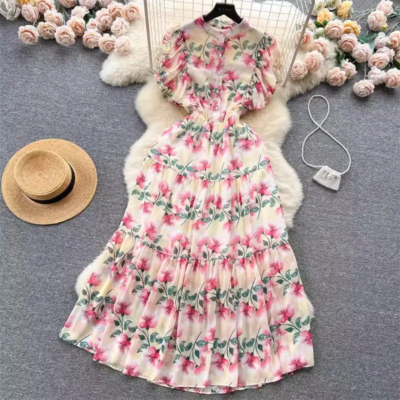 Sweet Floral Standing Neck Sleeveless Dress For Women's Summer Slim Beach Vacation Dress Fashion Lady Elegant Long Vestido Z1536
Sweet Floral Standing Neck Sleeveless Dress For Women's Summer Slim Beach Vacation Dress Fashion Lady Elegant Long Vestido Z1536