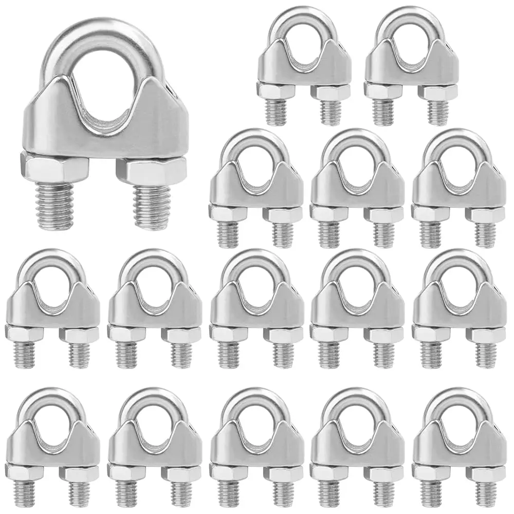 16 PCS 3/8 Cable Clip Clamp, M10 Cable Clip Clamp, Wire Rope Clamp for A Wide Range of Applications, Including Temporary Guar
16 PCS 3/8 Cable Clip Clamp, M10 Cable Clip Clamp, Wire Rope Clamp for A Wide Range of Applications, Including Temporary Guar