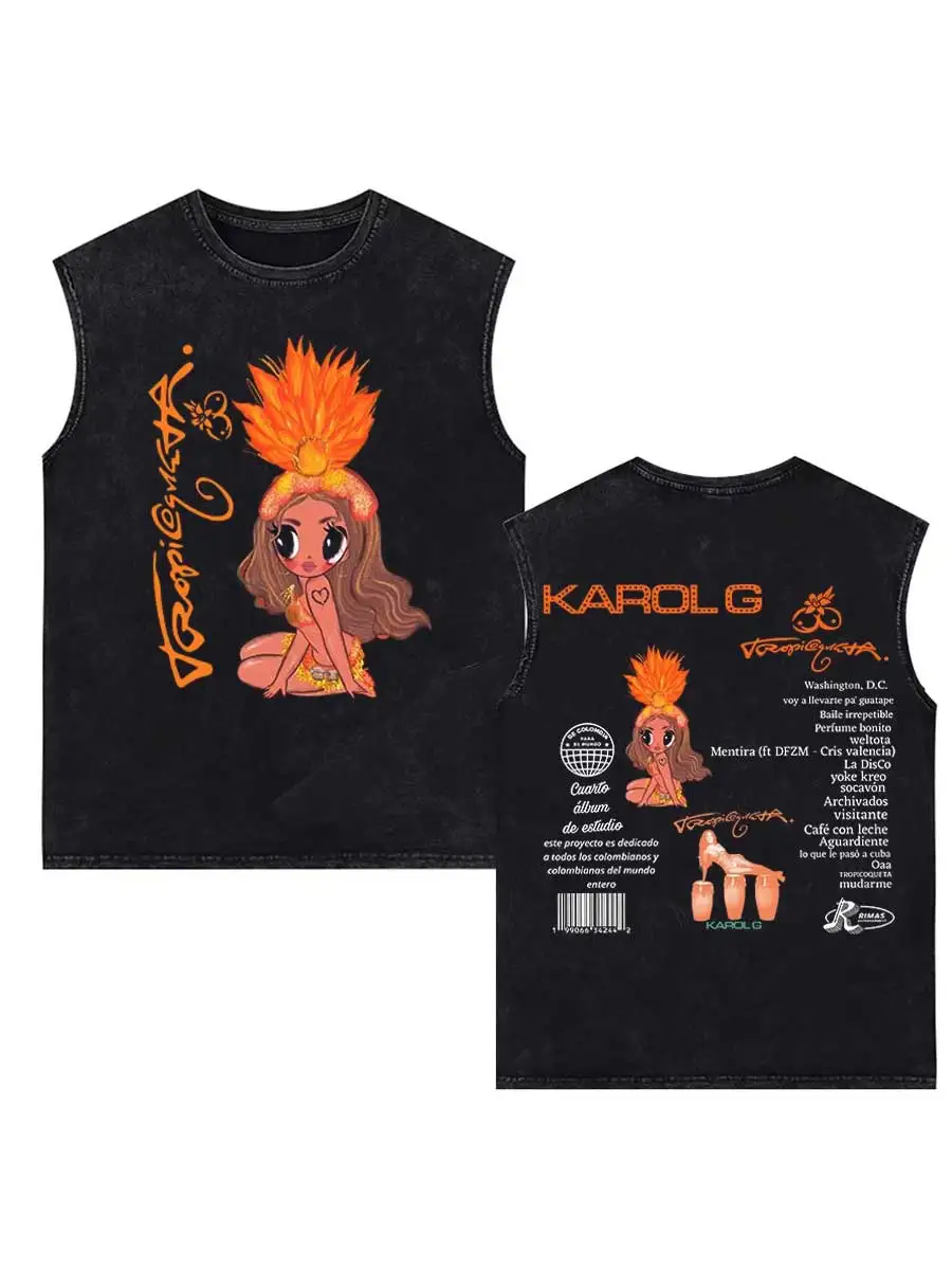 Karol G Tropicoqueta 2025 Album Washed Tank Tops Hip Hop Gothic Vintage Men Oversized Sleeveless T Shirt Loose Cotton Tees KG4
Karol G Tropicoqueta 2025 Album Washed Tank Tops Hip Hop Gothic Vintage Men Oversized Sleeveless T Shirt Loose Cotton Tees KG4