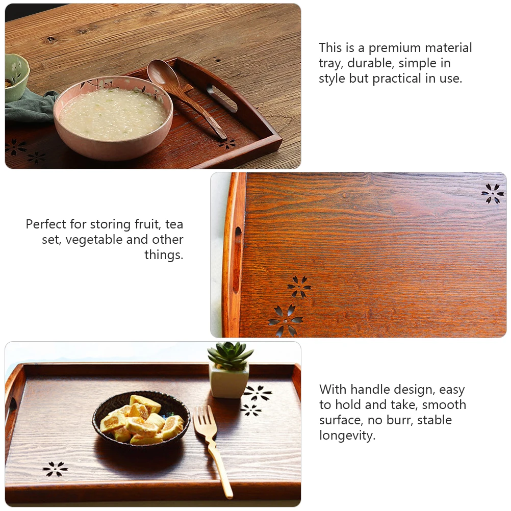 Wooden Storage Tray Hollow Pattern Tableware Supplies Decor Tray For Hotel Restaurant Party Family Use Smooth Surface Easy Hold 
Wooden Storage Tray Hollow Pattern Tableware Supplies Decor Tray For Hotel Restaurant Party Family Use Smooth Surface Easy Hold
