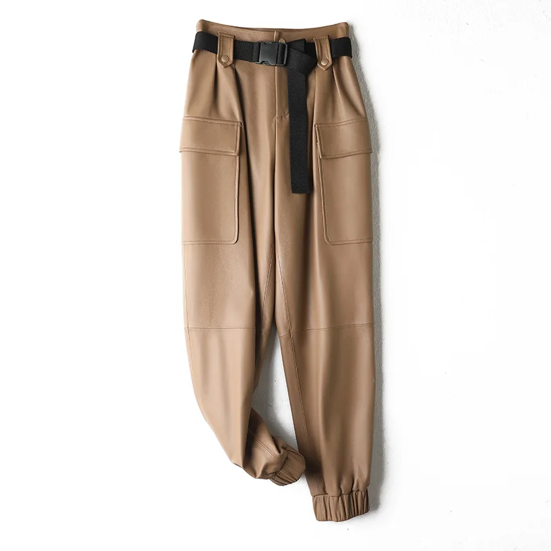 2023 Women Autumn and Winter Genuine Sheepskin Leather Pants Workwear Style Large Pocket Belt Loose Casual Pants E68
2023 Women Autumn and Winter Genuine Sheepskin Leather Pants Workwear Style Large Pocket Belt Loose Casual Pants E68