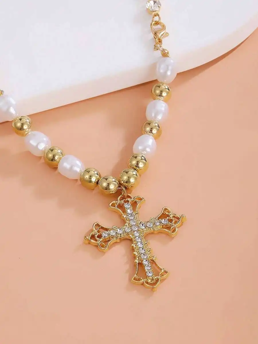 Minimalist Cross Pearl Pendant Necklace Unisex Fashion Jewelry Accessory
Minimalist Cross Pearl Pendant Necklace Unisex Fashion Jewelry Accessory