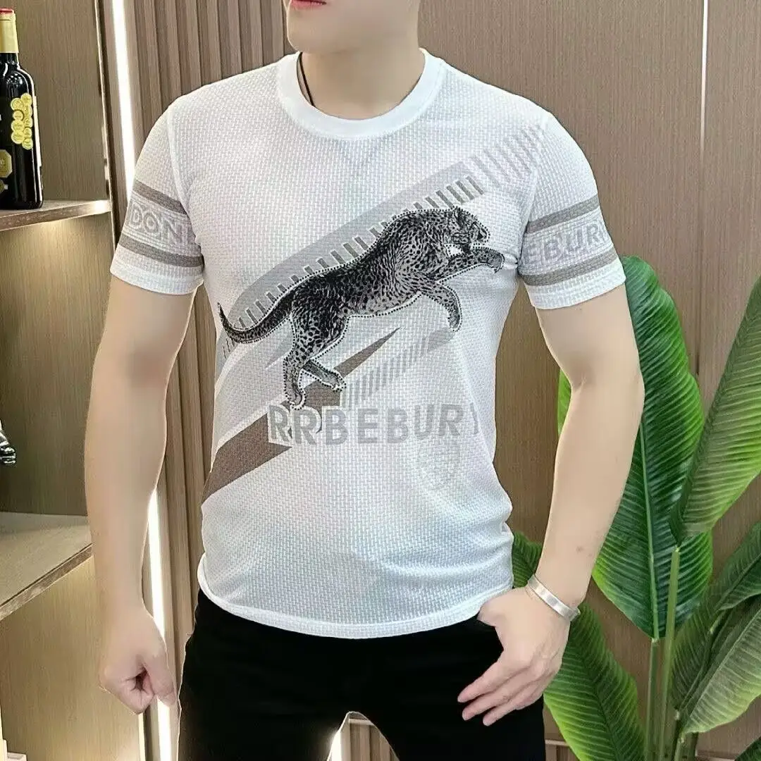 Man Tee Shirts Ice Silk Slim Fit Leopard Top O Neck T Shirt for Men Streetwear Korean Popular Clothes Summer Vintage Clothing
Man Tee Shirts Ice Silk Slim Fit Leopard Top O Neck T Shirt for Men Streetwear Korean Popular Clothes Summer Vintage Clothing