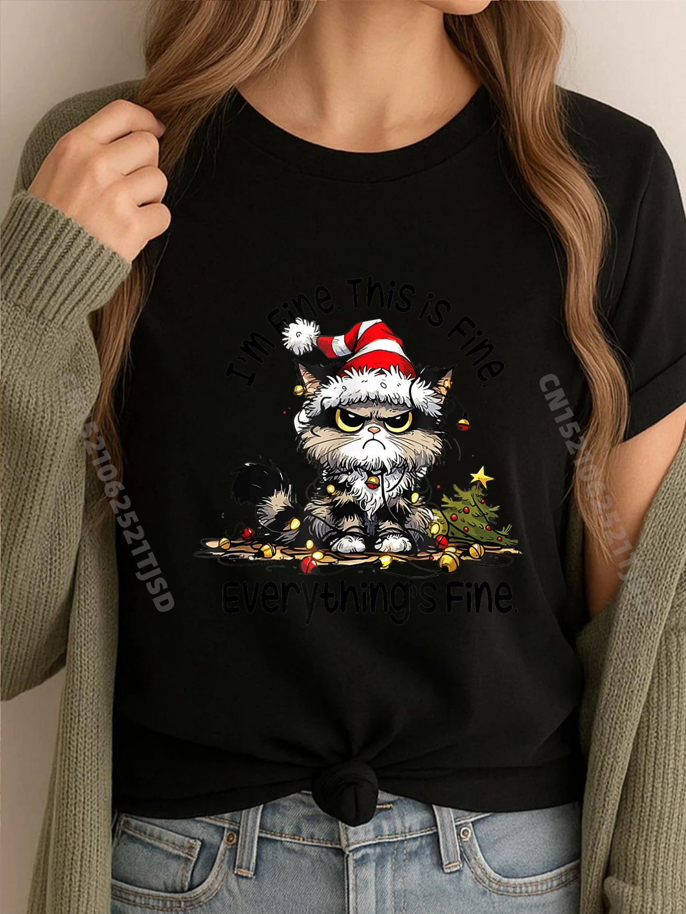 Рождественский черный кот It Fine I M Fine Everything Is Fine Розовые футболки с рисунком Christmas Cool
Рождественский черный кот It Fine I M Fine Everything Is Fine Розовые футболки с рисунком Christmas Cool