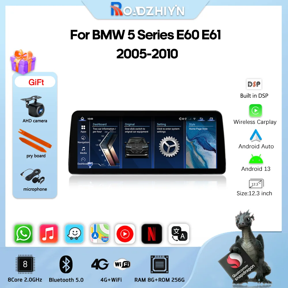 12.3 " Car multimedia video player For BMW 5 Series E60 E61 2005-2010 GPS navigation CCC CIC Android13 Carplay 4G WiFi 360camera
12.3 " Car multimedia video player For BMW 5 Series E60 E61 2005-2010 GPS navigation CCC CIC Android13 Carplay 4G WiFi 360camera