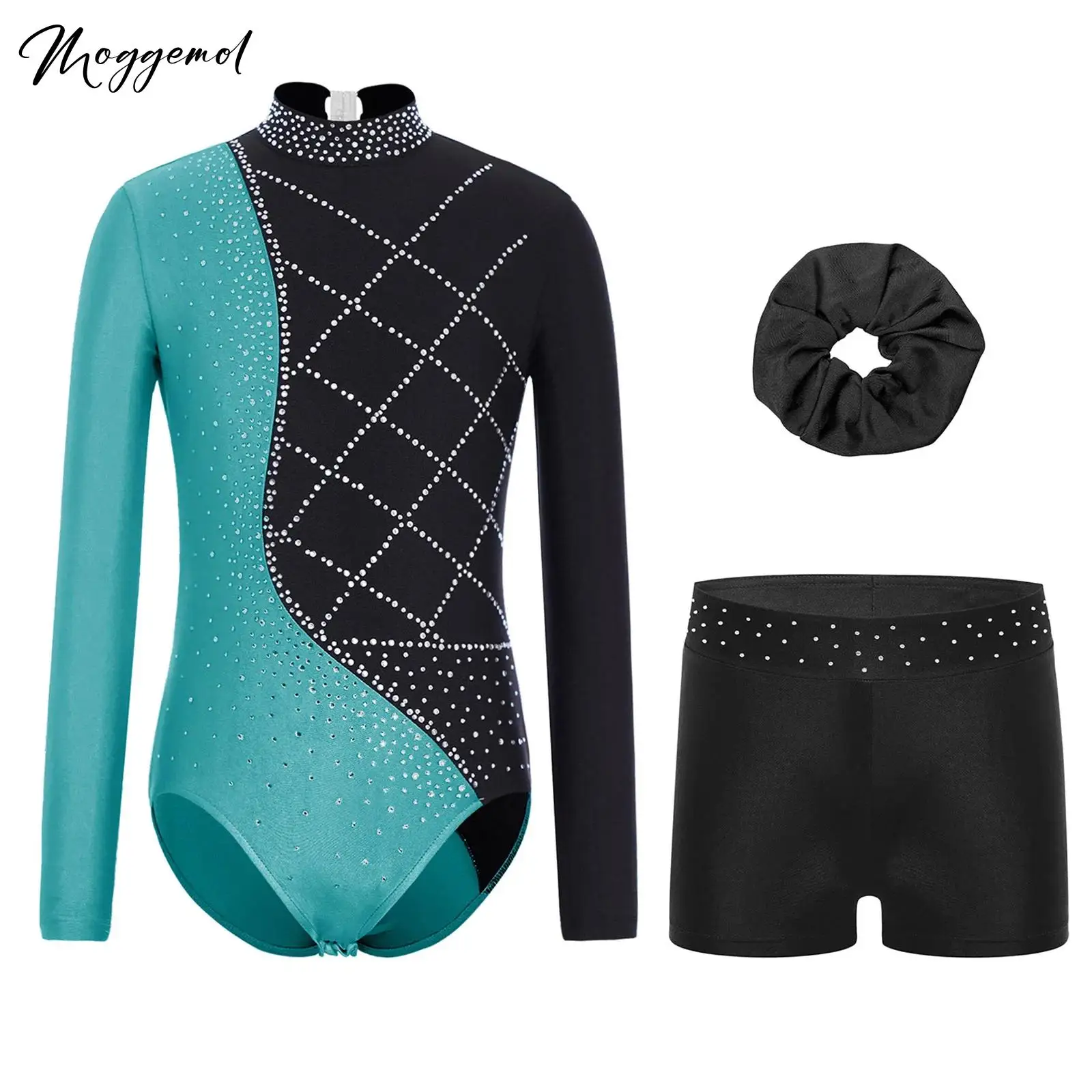 Kids Girls Gymnastics Outfit Figure Skating Dance Sets Mock Neck Long Sleeve Shiny Rhinestones Leotard with Shorts And Hairband
Kids Girls Gymnastics Outfit Figure Skating Dance Sets Mock Neck Long Sleeve Shiny Rhinestones Leotard with Shorts And Hairband