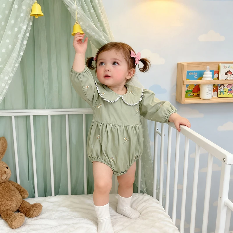 0-24M New Newborn Baby Girl Lapel Korean Style Bodysuit Autumn Long Sleeved Cotton Embroidery Climbing Suit Baby Girl Clothing
0-24M New Newborn Baby Girl Lapel Korean Style Bodysuit Autumn Long Sleeved Cotton Embroidery Climbing Suit Baby Girl Clothing