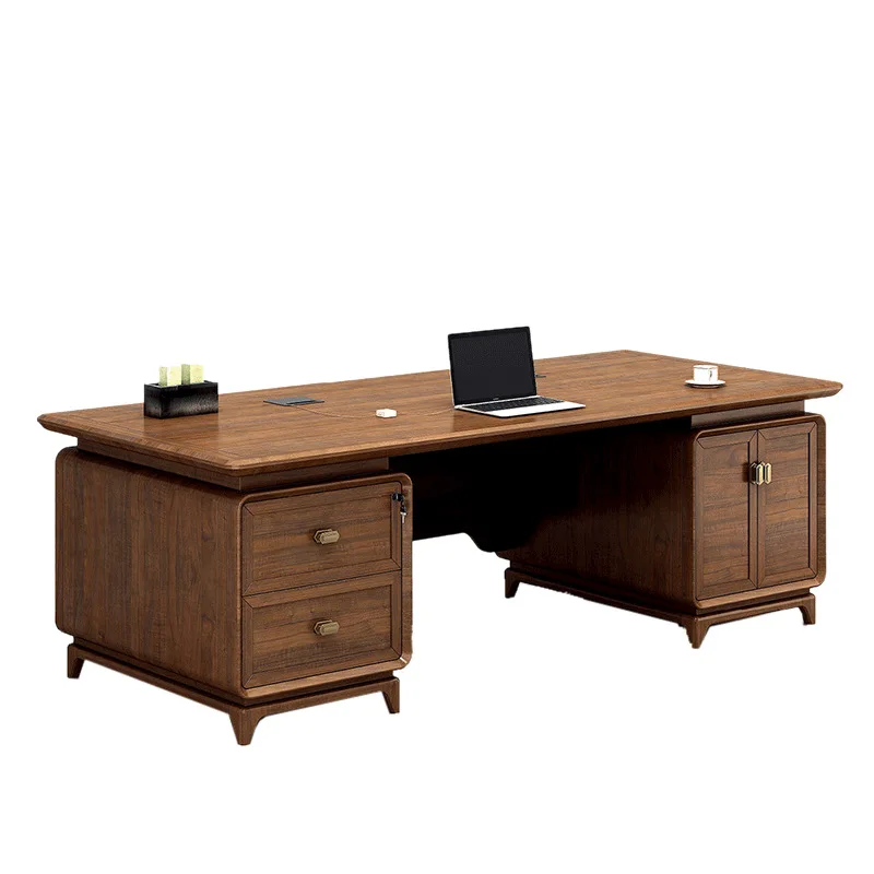 New Chinese style boss table big desk solid wood leather paint president table supervisor table
New Chinese style boss table big desk solid wood leather paint president table supervisor table