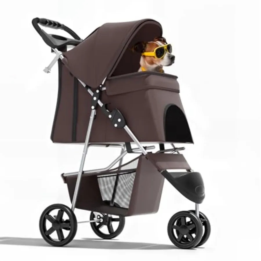 3-Wheel Pet Stroller for Travel Jogging Foldable, Lightweight, Coffee Color, Breathable Mesh Cover, Cup Holder Storage Basket,
3-Wheel Pet Stroller for Travel Jogging Foldable, Lightweight, Coffee Color, Breathable Mesh Cover, Cup Holder Storage Basket,