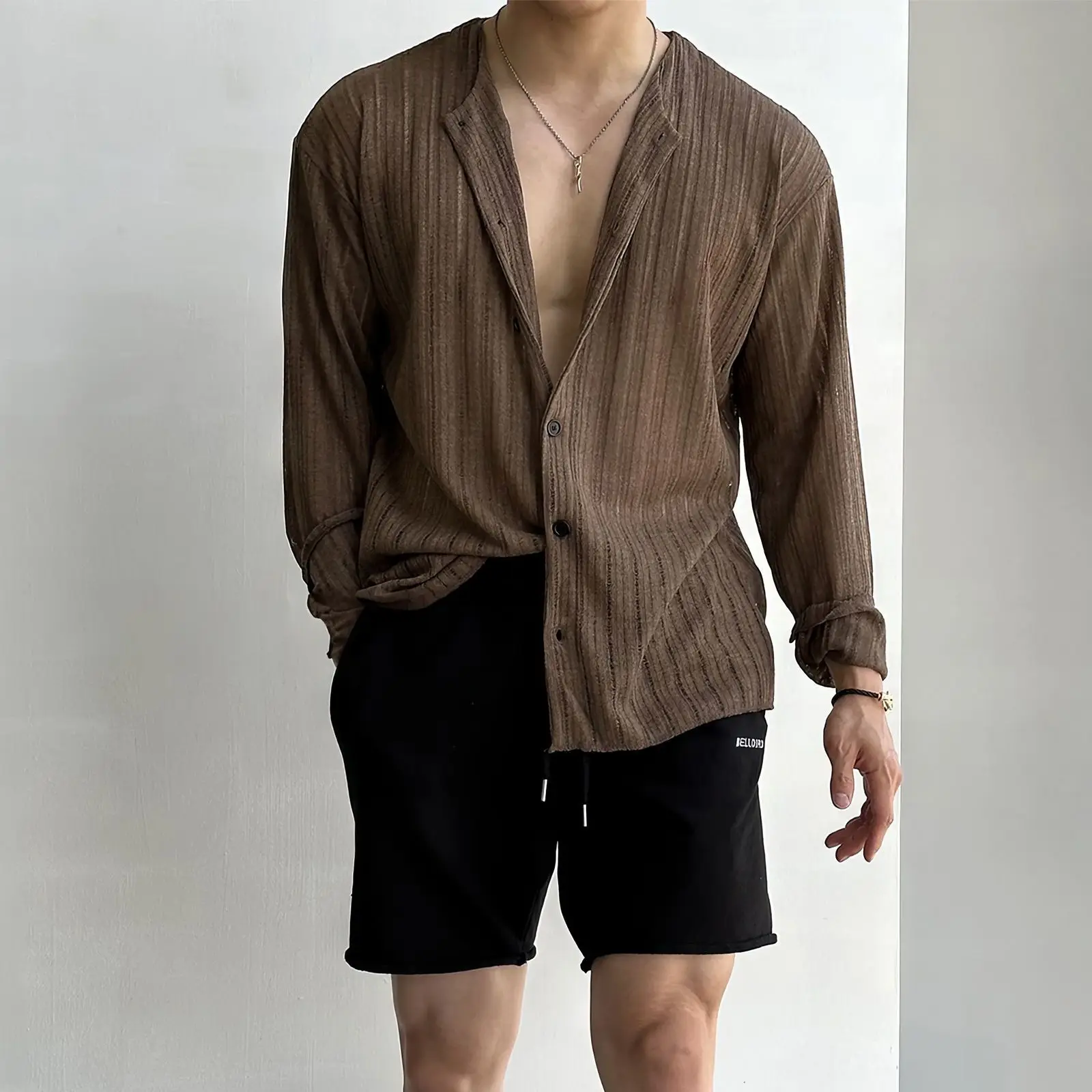 Autumn Hollow Design Knitted Cardigan Men T-shirt Korean Long Sleeve High-end Round Collar Button Holiday Hawaiian Shirt
Autumn Hollow Design Knitted Cardigan Men T-shirt Korean Long Sleeve High-end Round Collar Button Holiday Hawaiian Shirt