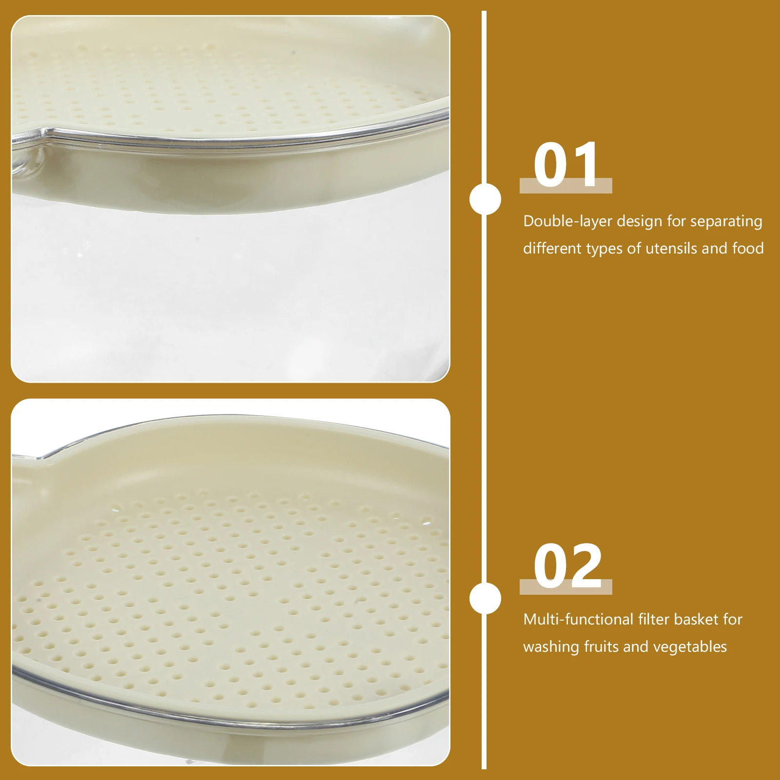 Double Layered Wash Basket Fruit Vegetable Colander Kitchen Sink Strainer Plastic Reusable Drainage Set Translucent Hygienic 
Double Layered Wash Basket Fruit Vegetable Colander Kitchen Sink Strainer Plastic Reusable Drainage Set Translucent Hygienic