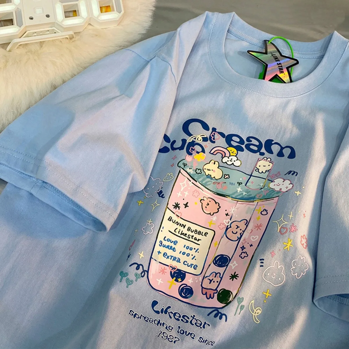 American Pure Cotton Printed Short Sleeved T-shirt for Women Loose and Versatile Oversized Top Couple Summer Instagram
American Pure Cotton Printed Short Sleeved T-shirt for Women Loose and Versatile Oversized Top Couple Summer Instagram