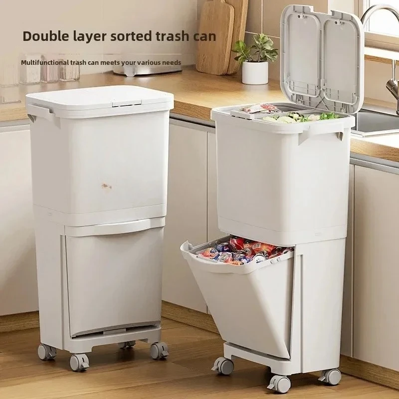Kitchen Trash Bin with Cover 2-Layer Dry Wet Classification Press-Type Large-Capacity Waste Bin Home Supplies Garbage
Kitchen Trash Bin with Cover 2-Layer Dry Wet Classification Press-Type Large-Capacity Waste Bin Home Supplies Garbage