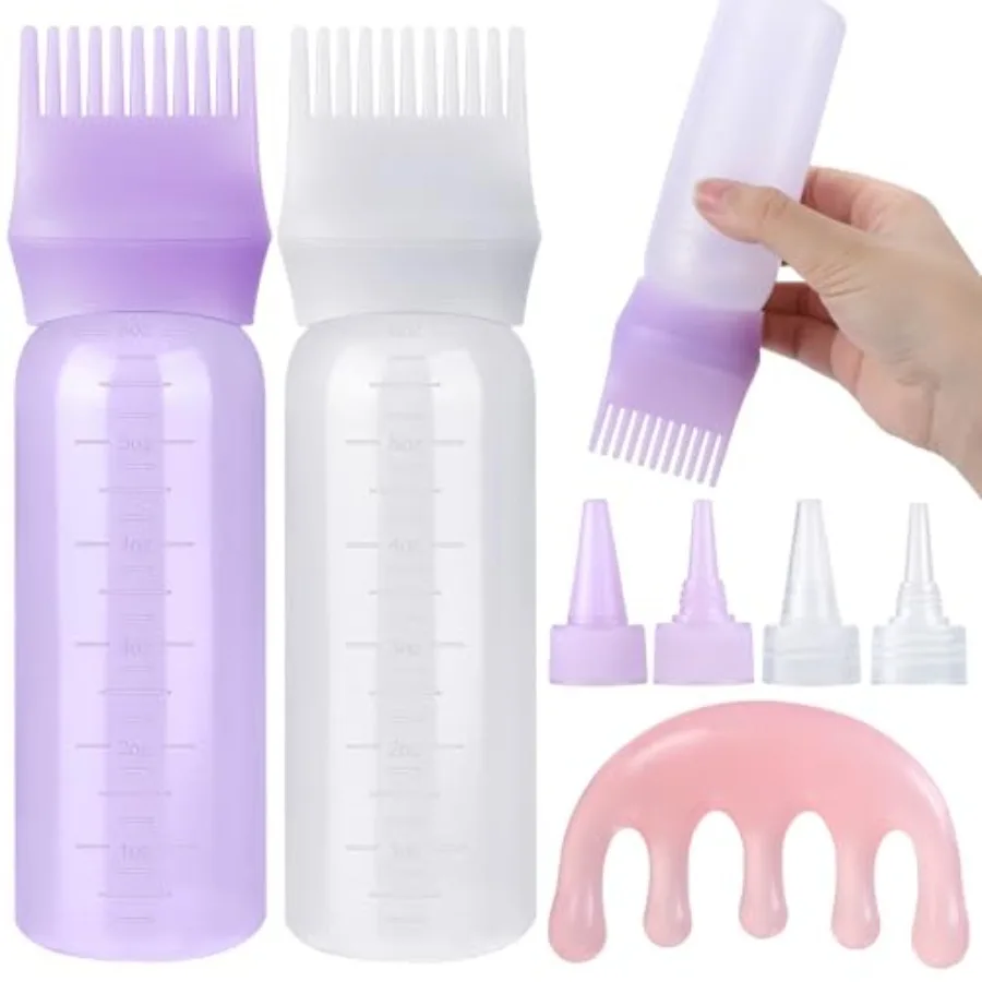 Hair Oil Applicator Bottle for Scalp, Root Comb Applicator Bottles Hair Dye Squeeze Bottle Coloring Tools 2 Pack Purple, White
Hair Oil Applicator Bottle for Scalp, Root Comb Applicator Bottles Hair Dye Squeeze Bottle Coloring Tools 2 Pack Purple, White